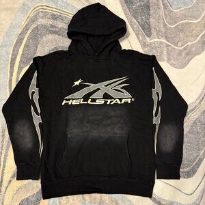 Hellstar Gray Gel Logo Black Hoodie Men’s Size Large
